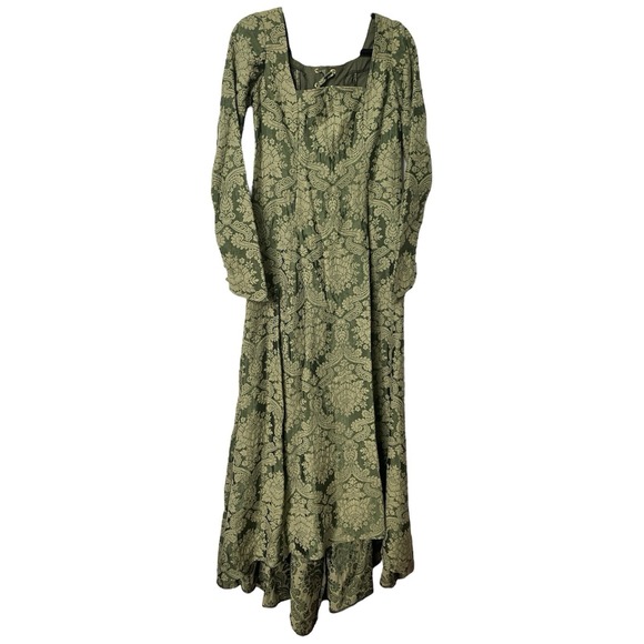 Unbranded Dresses & Skirts - Homemade Brocade Green Renaissance Maxi Dress Whimsigoth Damask Corset Medieval